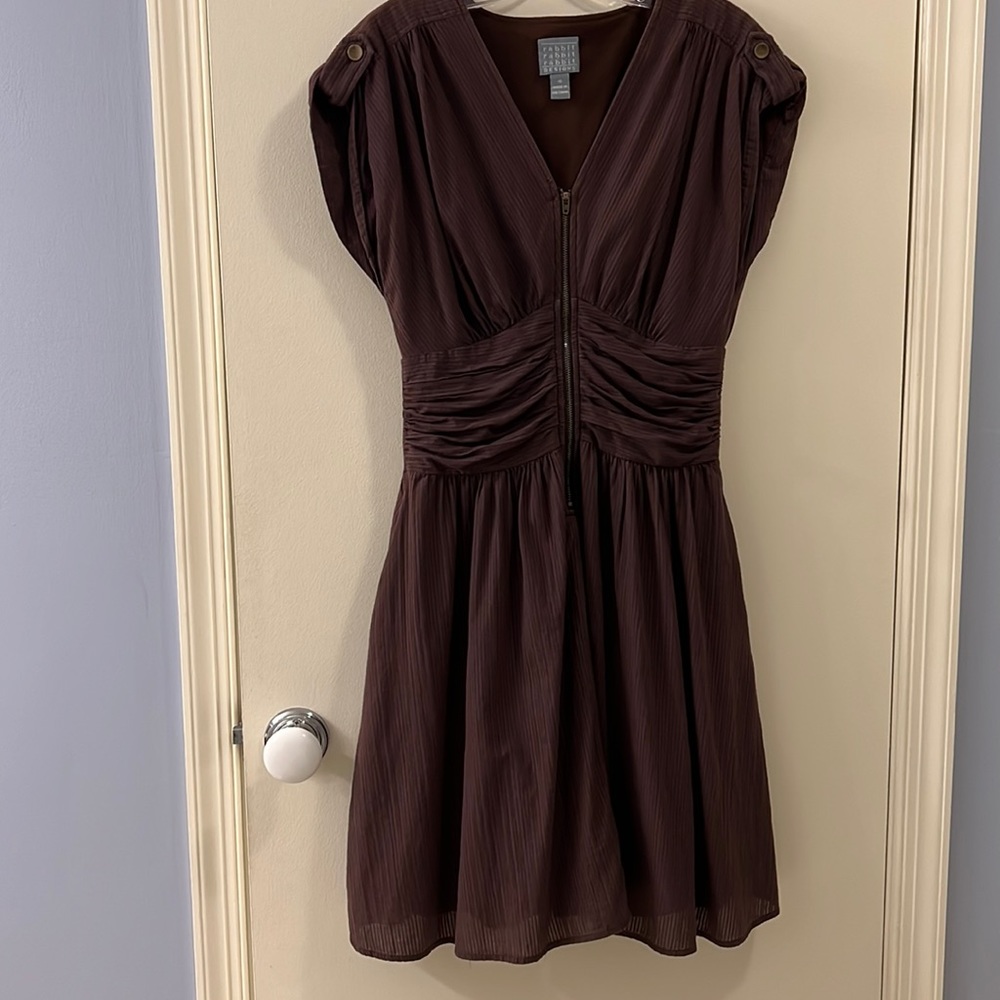 Rabbit Rabbit Rabbit ruched brown striped dress